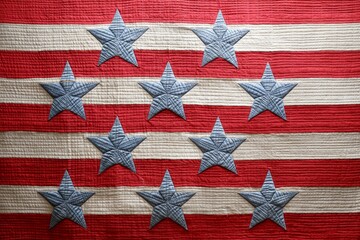 A handmade quilt with stars and stripes gifted to a military family