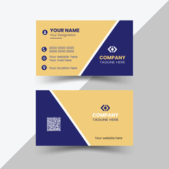 Modern creative and simple double-sided landscape orientation clean vector corporate business card template with black and yellow color for business and personal use illustration design
