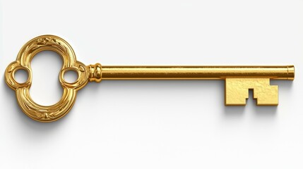 3D Illustration of an Isolated Key Symbolizing Success Against a White Background