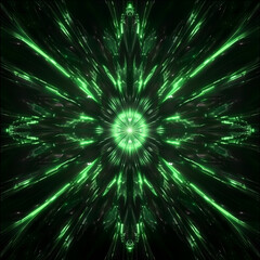 Abstract Green Radial Pattern with Glowing Center