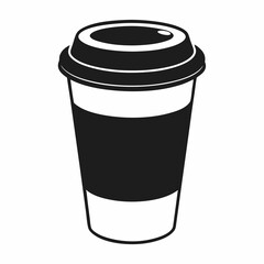 A clean, minimalist black outline vector illustration of a coffee cup