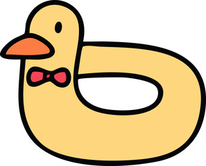 여름 오리 튜브 라인드로잉 아이콘(summer duck tube line drawing icon)
