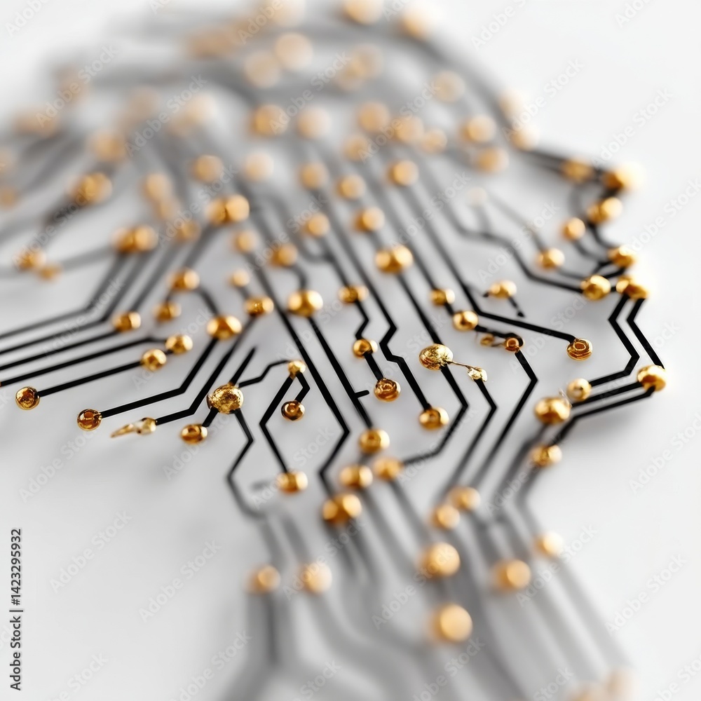 Leinwandbilder Artificial Intelligence: A Circuit Board Brain Depicting Cognitive Processes and Futuristic Technology