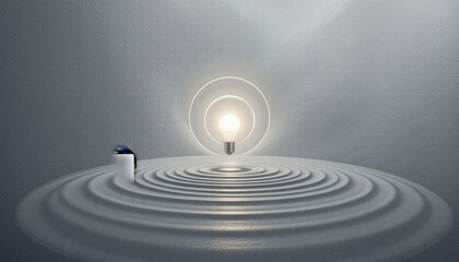 Fototapeta premium Illuminating journey through abstract ripples conceptual space digital art minimalist environment surreal viewpoint