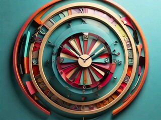 Naklejka premium Multicolored Spiral Wall Clock