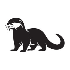Minimal otter silhouette vector ideal for sleek and professional branding – otter silhouette – otter vector – otter illustration – silhouette of otter – otter icon

