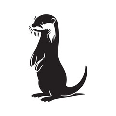 Detailed otter silhouette vector with fine lines for high-quality branding projects – otter silhouette – otter vector – otter illustration – silhouette of otter – otter icon

