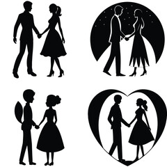 Couple Vector Silhoette Bundle Set Collection