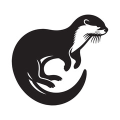 Unique otter silhouette vector perfect for modern designs and creative projects – otter silhouette – otter vector – otter illustration – silhouette of otter – otter icon

