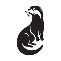 Sleek otter silhouette vector designed for minimalist branding and logos – otter silhouette – otter vector – otter illustration – silhouette of otter – otter icon

