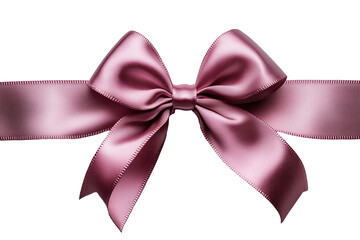 Hyper-realistic gift ribbon, satin or silk texture, rolled or tied into a bow, isolated on white background

