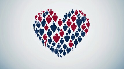 A blood drop enveloped by two embracing figures forms a vibrant red heart, representing the unity and selflessness of blood donation in saving lives