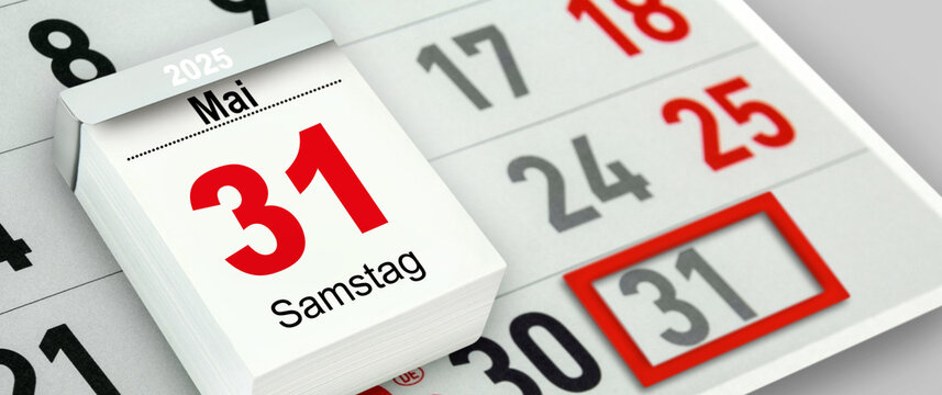 Deutscher Kalender Datum 31. Mai  2025  Samstag