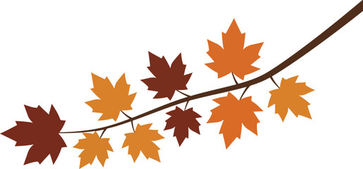 abstract maple tree branch vector with stylized leaves