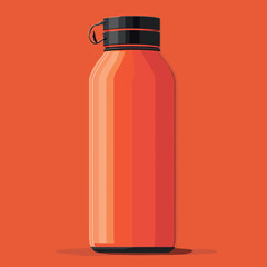 Sleek red water bottle on bold orange background