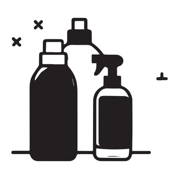 Detergent bottle cleaner bleach disinfectants antiseptic isolated Vectors silhouette  White Background.