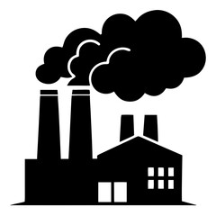 Naklejka premium Industrial factory emitting smoke silhouette 