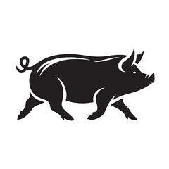 High-impact pig vector design rendered in crisp black silhouette – pig silhouette – pig vector – pig illustration – silhouette of pig – pig icon

