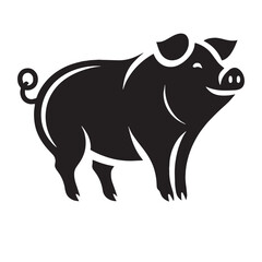 Clean pig silhouette vector built for cohesive visual language – pig silhouette – pig vector – pig illustration – silhouette of pig – pig icon


