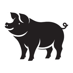 Geometric pig vector illustration crafted with simple silhouette – pig silhouette – pig vector – pig illustration – silhouette of pig – pig icon

