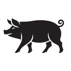 Monoline pig icon silhouette in refined vector for professional use – pig silhouette – pig vector – pig illustration – silhouette of pig – pig icon

