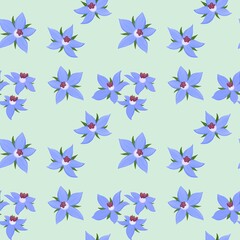 Vintage Viola Seamless Floral Pattern Green background