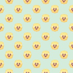 Vintage Pansy Seamless Floral Pattern Green background