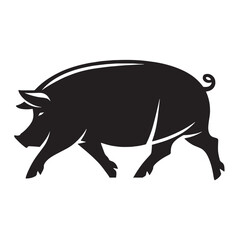 Authentic pig illustration vector with outlined silhouette precision – pig silhouette – pig vector – pig illustration – silhouette of pig – pig icon

