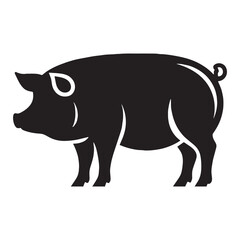 Sharp-form pig icon design ready for scalable digital use – pig silhouette – pig vector – pig illustration – silhouette of pig – pig icon

