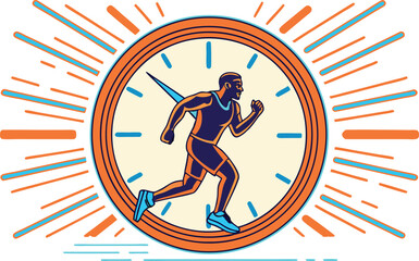 Runner Inside Clock Symbolic Illustration of Timekeeping in Sports