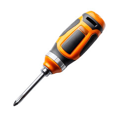 A close-up of a durable screwdriver with an orange handle.