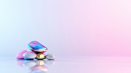 Abstract, colorful, glossy stones on a studio background