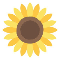 かわいいひまわりの花のベクターイラスト。素材、向日葵、夏