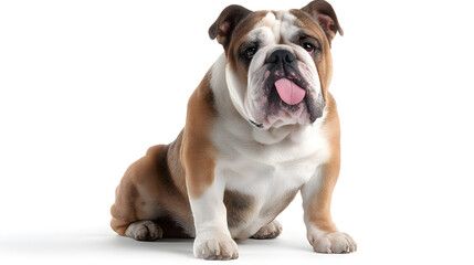 Obraz premium Goofy Bulldog With Tongue Out – Funny Dog Face on White