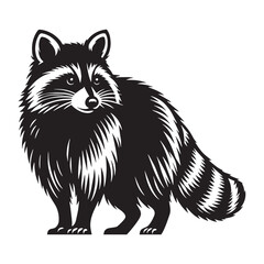 Conceptual raccoon vector silhouette with structural form clarity – raccoon silhouette – raccoon vector – raccoon illustration – silhouette of raccoon – raccoon icon

