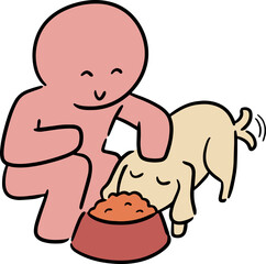 Illustration of man and dog
