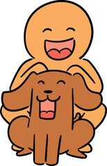 Illustration of man and dog
