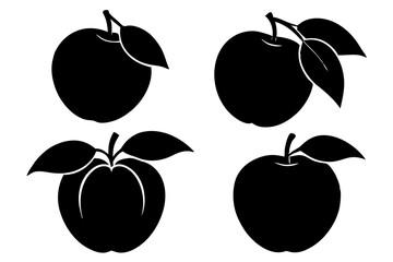 set of Peach silhouette vector illustration