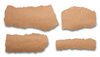 Fototapeta premium Set of Realistic Torn Brown Paper Pieces Texture Isolated on Transparent Background