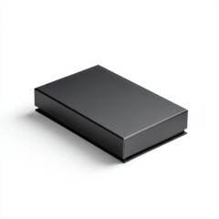 Matte black rectangular box with sharp edges and no branding, isolated on white background, luxury packaging concept