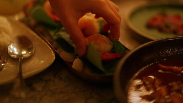 Preparing Miang Kham with Shrimp in Gold Coast