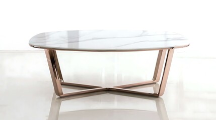 White marble coffee table with a gold frame