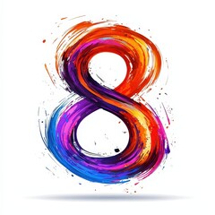 Obraz premium number 8 with abstract motion lines icon logo illustration isolated on white background
