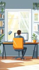 Professional background, remote career negotiation, flat design illustration