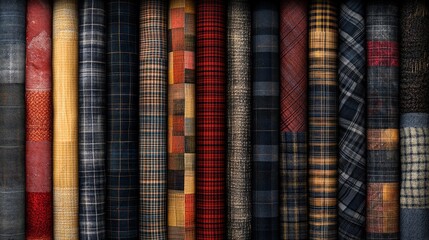 Different types of fabrics with a color palette texture map pattern background