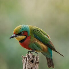 Bee-eater bird on piece of wood