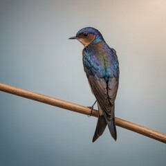 Barn Swallow bird on piece of wood