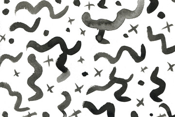 Abstract Black and White Brushstroke Pattern