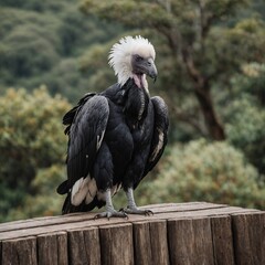 Andean Condor bird on piece of wood