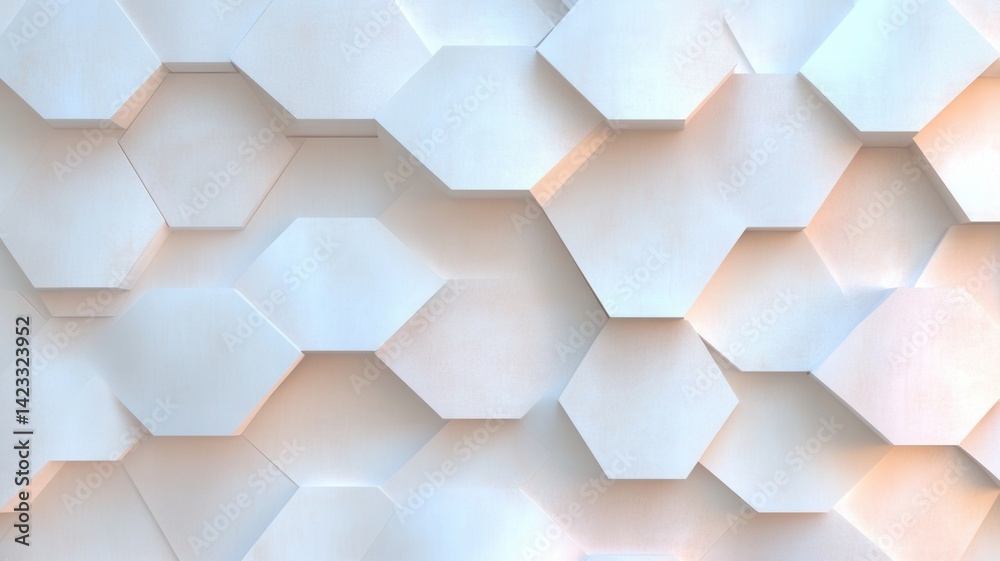 Poster white hexagonal pattern creating a modern and textured background, ideal for architecture, design, a